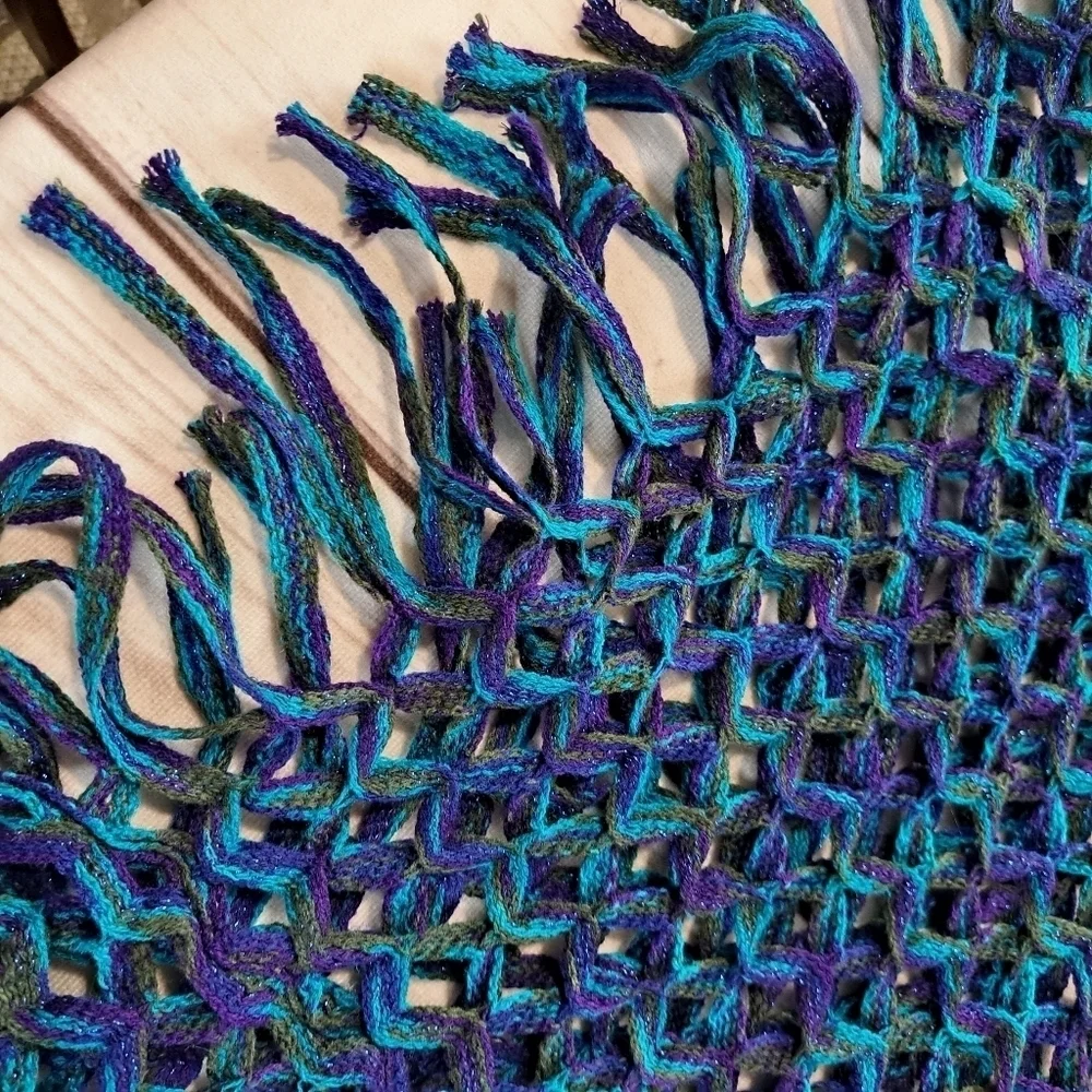 3 FOR $12 SALE Shimmering Open Lattice Look Infinity Scarf With Fringe